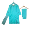 Aqua Blue Stitched 3-Piece Lawn Suit with Serhi Lace Detailing, Decorative Neckline, and Net Dupatta