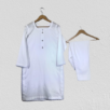 White Stitched 2-Piece Lawn Suit with Lace Detailing on Sleeves and Hem